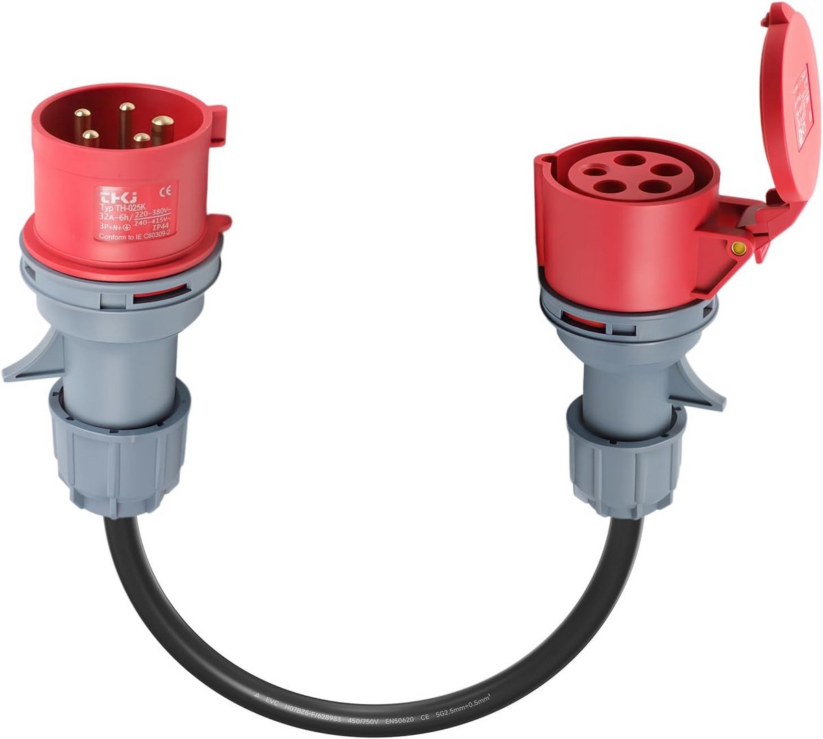 Sterkstroomadapter CEE 32A naar 16A met Kabel en IP44 Bescherming