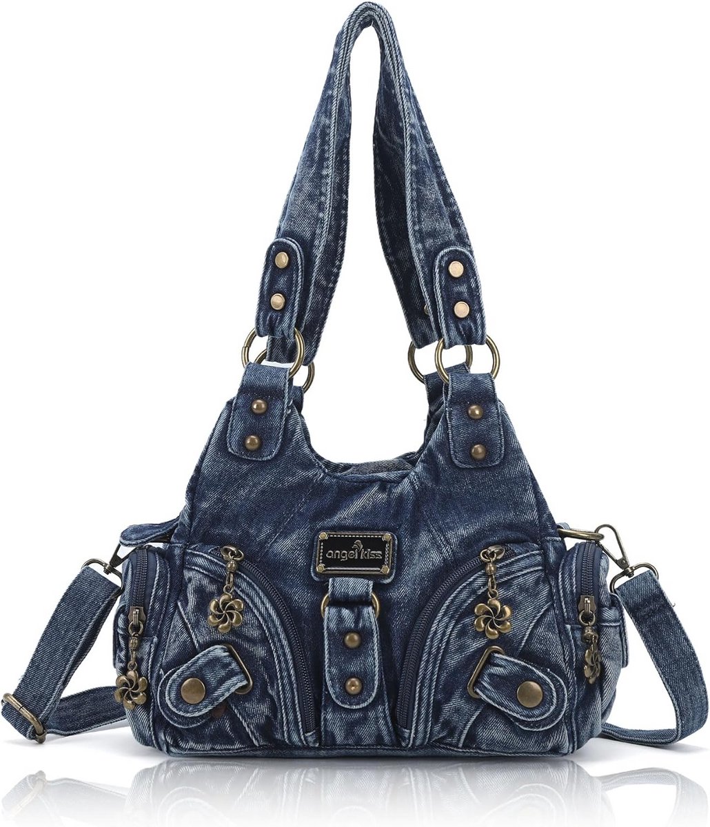 Dames Tas Schoudertas Hobo Tas Leer Multi-Pocket Tote met Rits