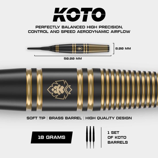 KOTO Academy Class 3 Brass - Soft Tip Darts 18 Gram van Merkloos — afbeelding 5