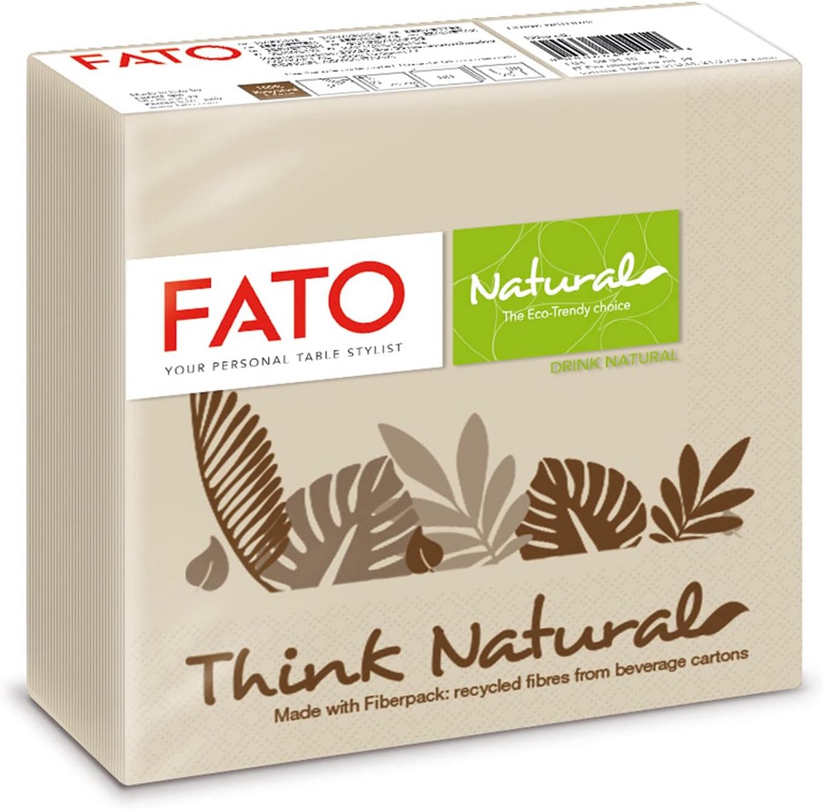 2-laags Papieren Servetten 25x25 cm Linnen Stijl Drink Natural