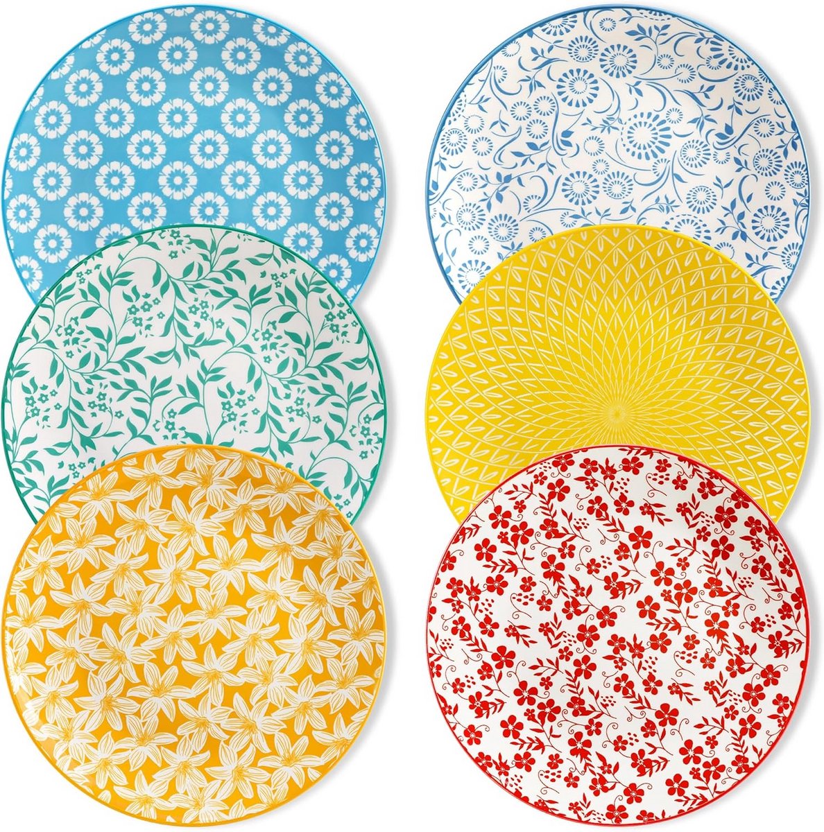 Platte Borden Porselein - Set van 6 - Wit Servies