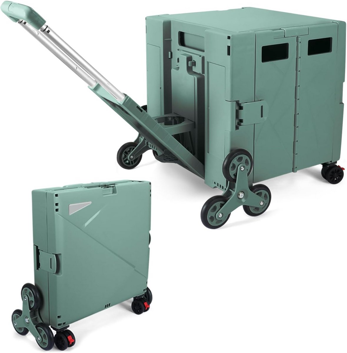 Opvouwbare Boodschappentrolley met Traplift Wielen en Deksel - Draagbare Kar 76L