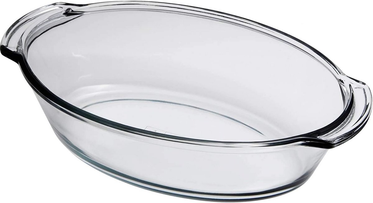 Grote diepe ovale ovenschaal van gehard glas - Ovale braadschaal 4 liter
