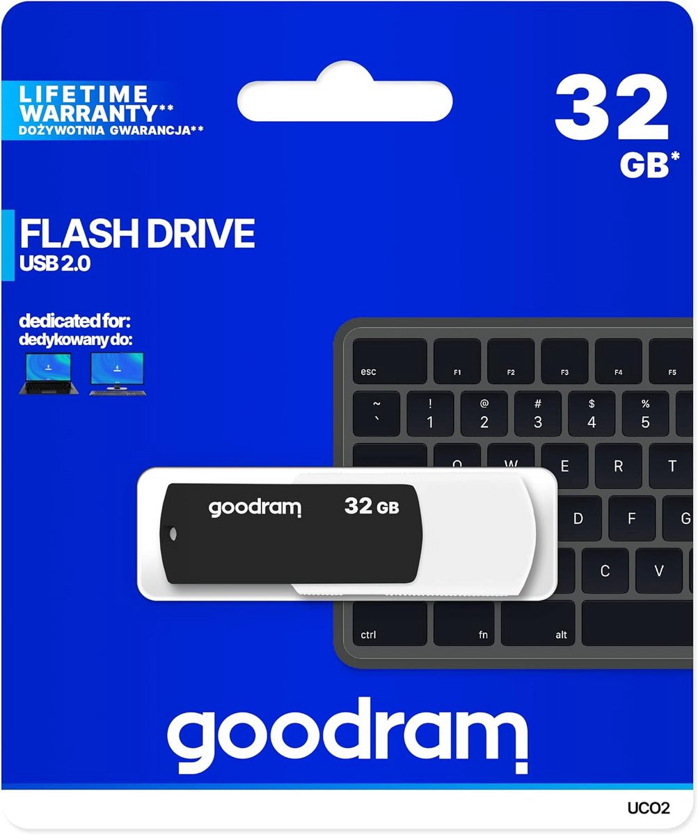 USB-stick 32 GB Zwart/Wit - Snelle USB 2.0 Flashdrive met Draaibare Beschermkap
