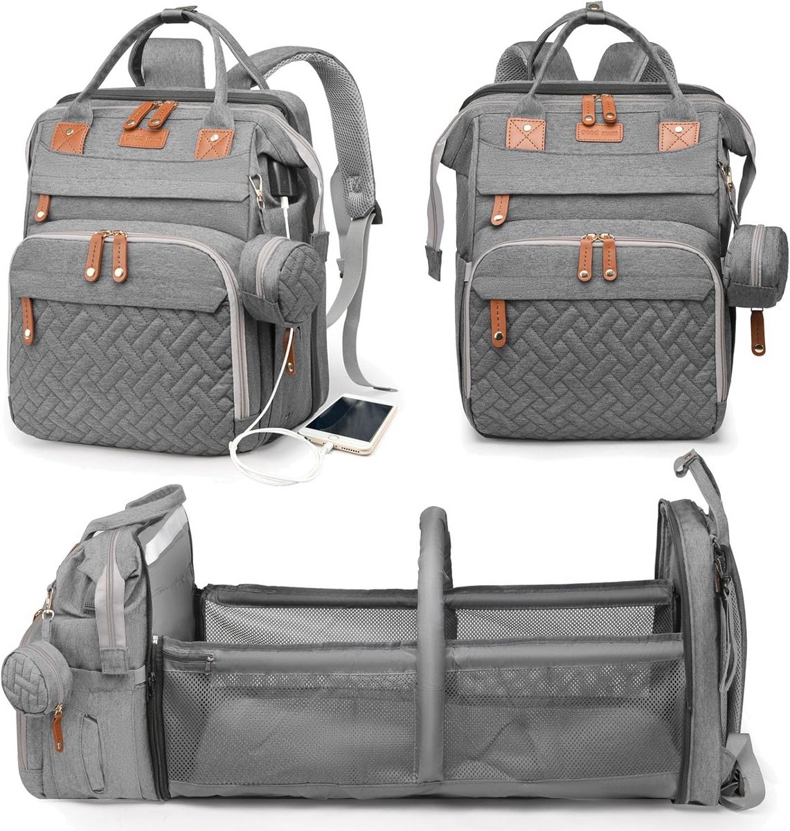 Waterdichte Luiertas Rugzak met Verschoonstation voor Baby's en Ouders