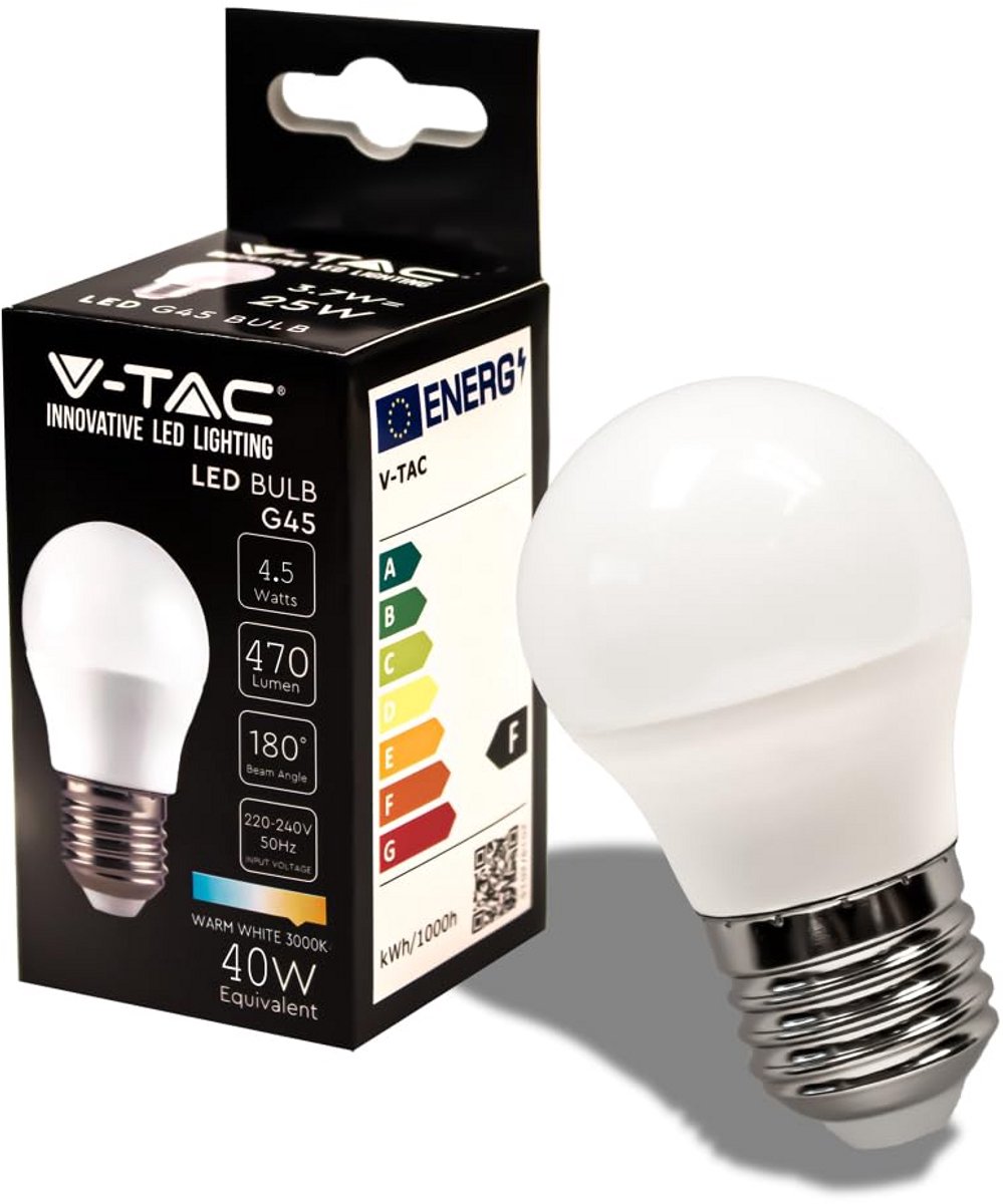 Energiezuinige LED Lamp E27 G45 4.5W Warm Wit Licht 470 Lumen