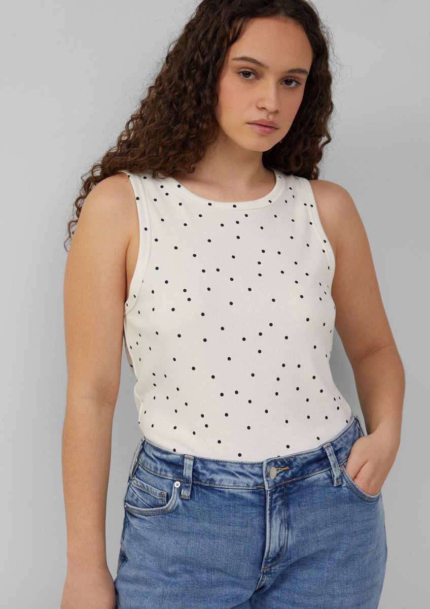 Geribde tanktop met print all-over