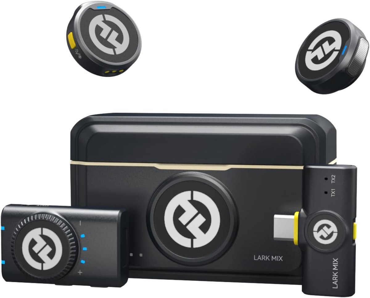 HollyView Lark M2 Mini Combo (Shine Charcoal, with Camera RX + USB-C RX) Wireless Microphone