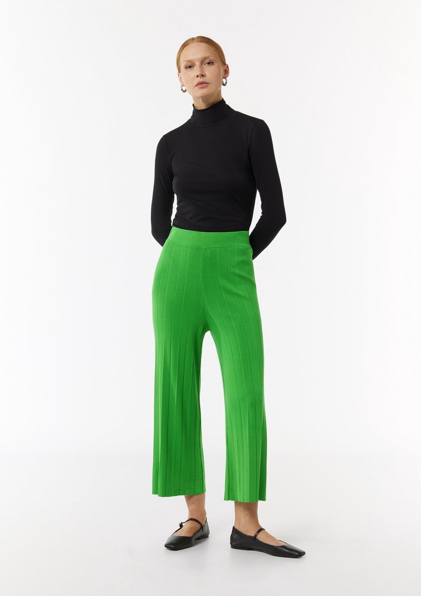 comma - female - Culottes met geribbelde textuur