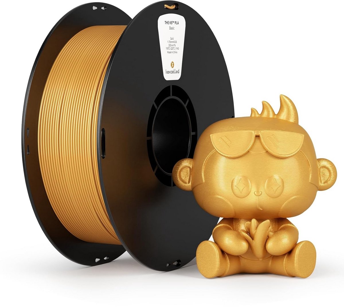 3D Printer Filament 1.75mm PLA 1KG Goud, Hoge Taaiheid en Nauwkeurigheid