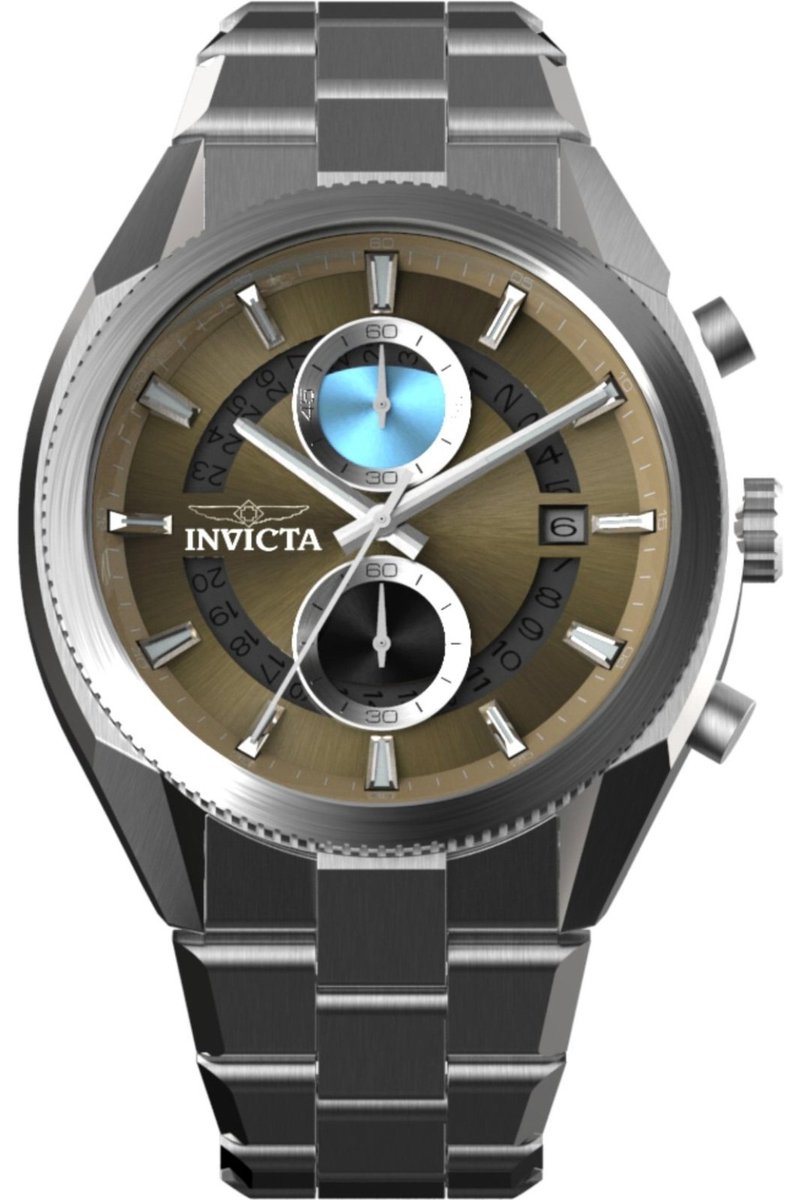 Invicta Speedway 50434 Heren Horloge - Waterdicht - Analoog - Quartz Uurwerk - Roestvrij Staal met bruine Wijzerplaat - 45mm