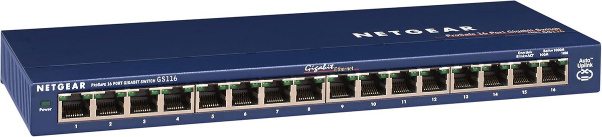 16-poorts Gigabit Ethernet Switch Desktop of Wandmontage
