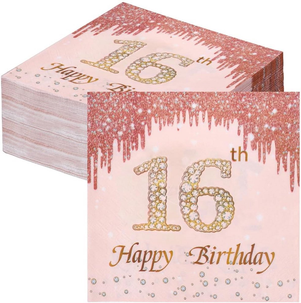 Servetten 16e Verjaardag Meisjes 60 Stuks Roze Tafeldecoratie Feest