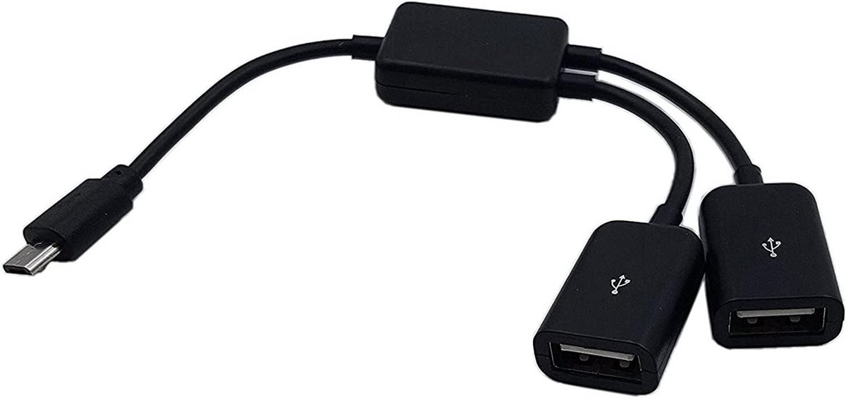 OTG Adapter Kabel: Micro USB naar 2x USB A Hub voor Android Telefoon en Tablet
