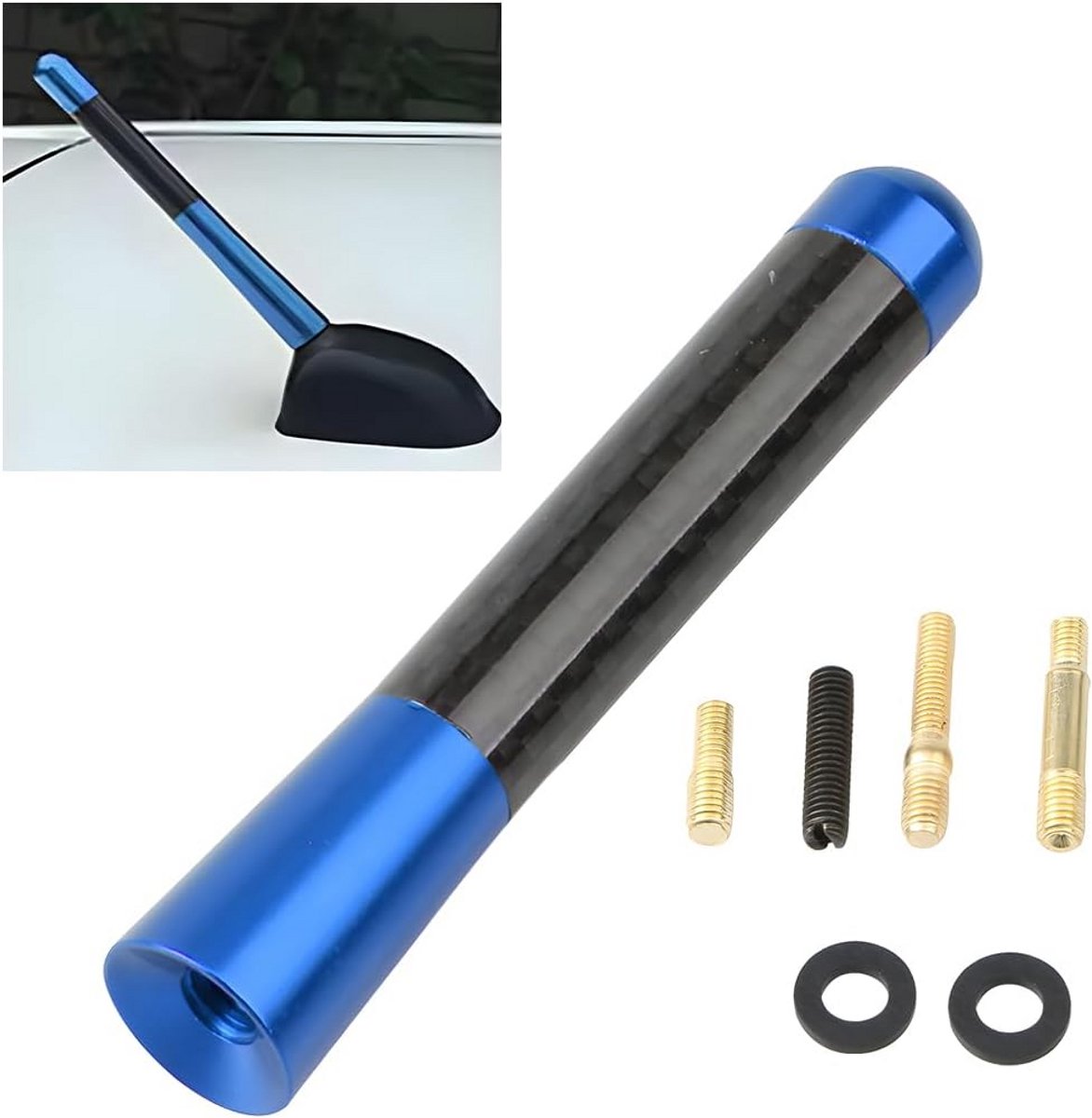 Korte Car Antenne 8cm - Universele Dakantenne met Koolstofvezel Rod voor Radio Ontvangst