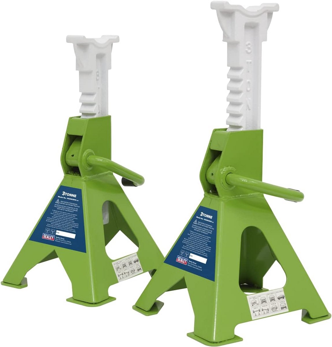 Set van 2 Stevige 3 Ton Autojacks (Standaard) - Hi-Vis Groen