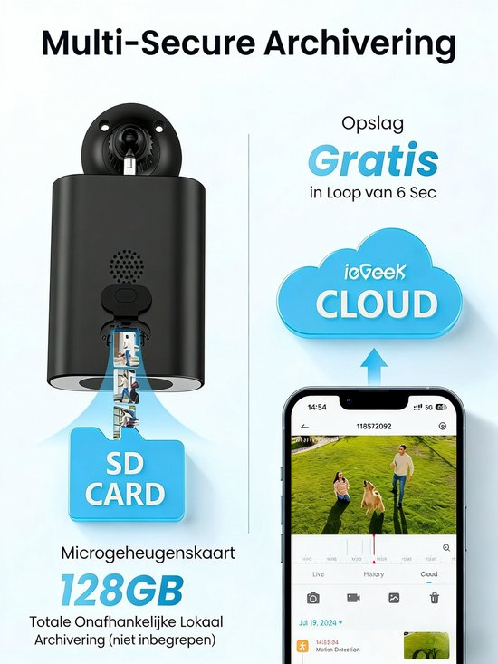 ieGeek S1 Pro Solar Camera - Draadloze Beveiligingscamera voor Buiten - Buiten Camera met Zonnepaneel - Bewakingscamera voor Buiten - 4Stuks - Beveiligingscamera Buiten - 5MP Ultra HD - Met Wifi en App - Zwart van Merkloos — afbeelding 5