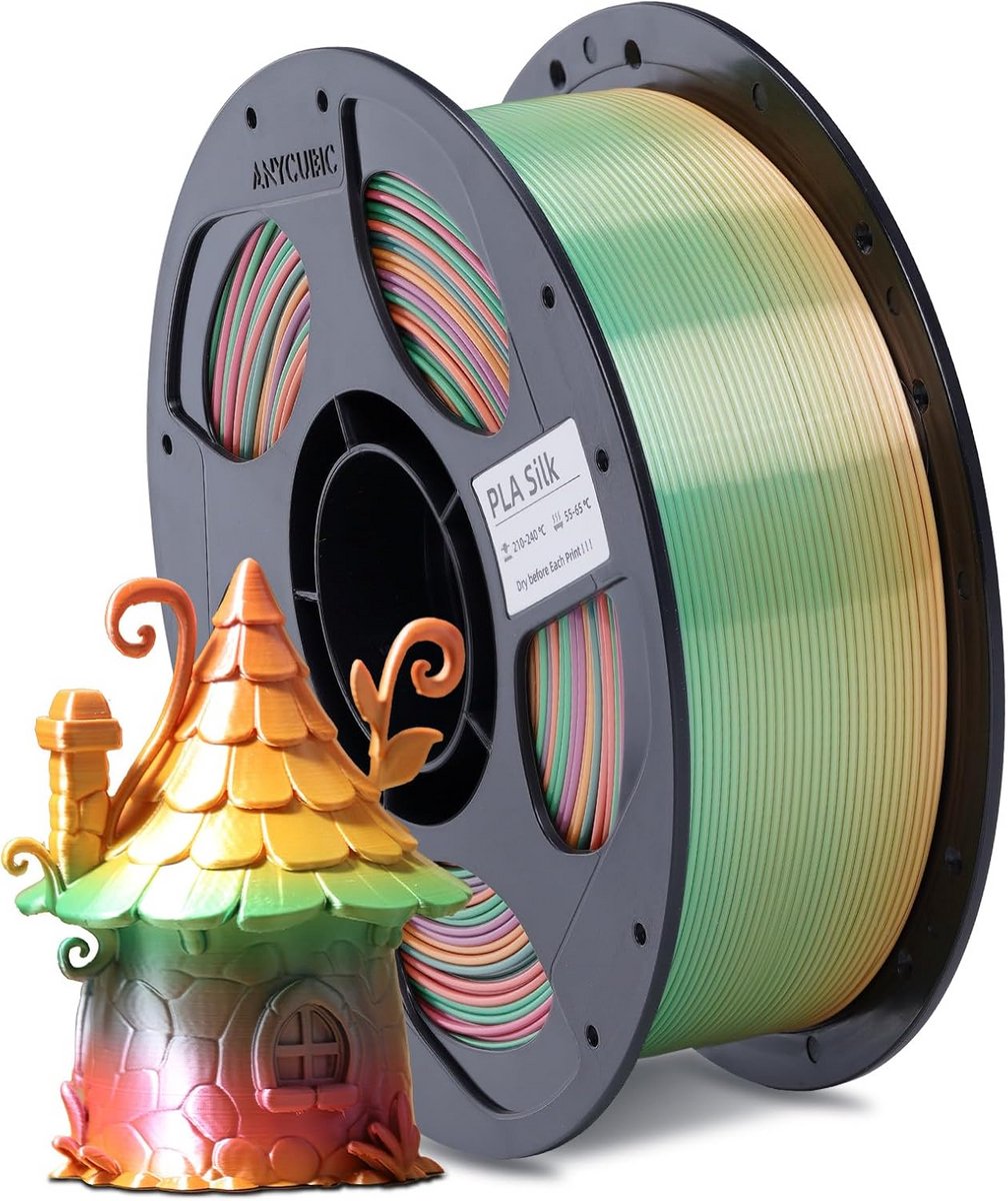 Zijdeachtig PLA Filament 1,75 mm voor 3D-printer, Tweekleurig met Glans
