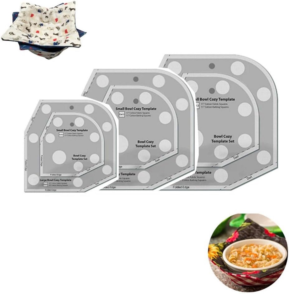 Set van 3 Templates (6 Maten) voor Magnetron Kom Warmhouders - DIY Patroon & Snijhulp