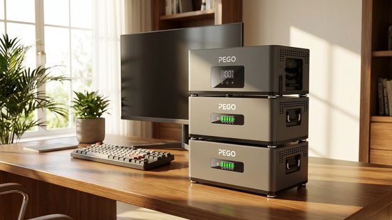 PEGO Smart Energy Thuisbatterij 6 kWh Plug & Play Energieopslag met Omvormer, Uitbreidbaar tot 15 kWh, Offgrid & UPS