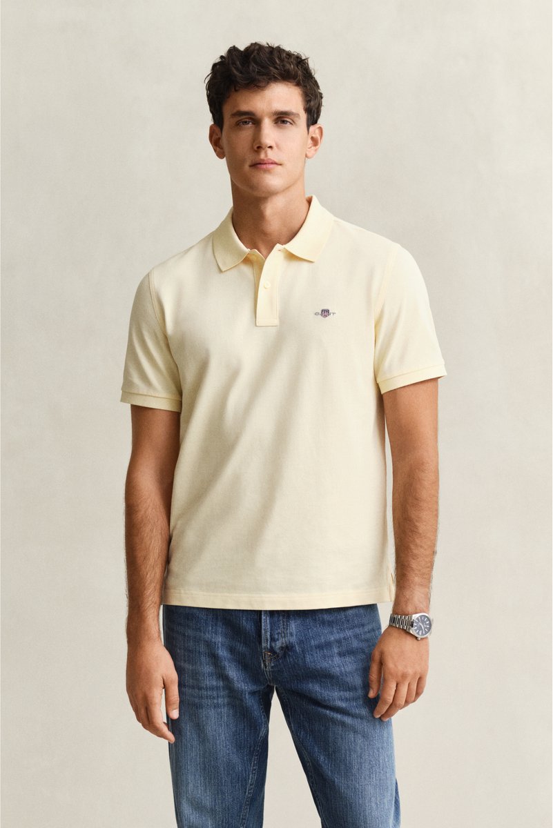 Gant Reg Shield Korte Mouw Poloshirt Geel S Man