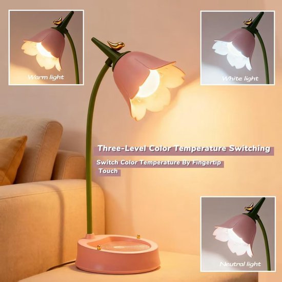Led-Bureaulamp voor Kantoor Thuis -Draadloze Bureaulamp met Meerlichtmodi - Aanraakdimfunctie - Verstelbare Flexibele Zwanenhals - voor Lezen, Studeren, Werkbank - Roze — afbeelding 4