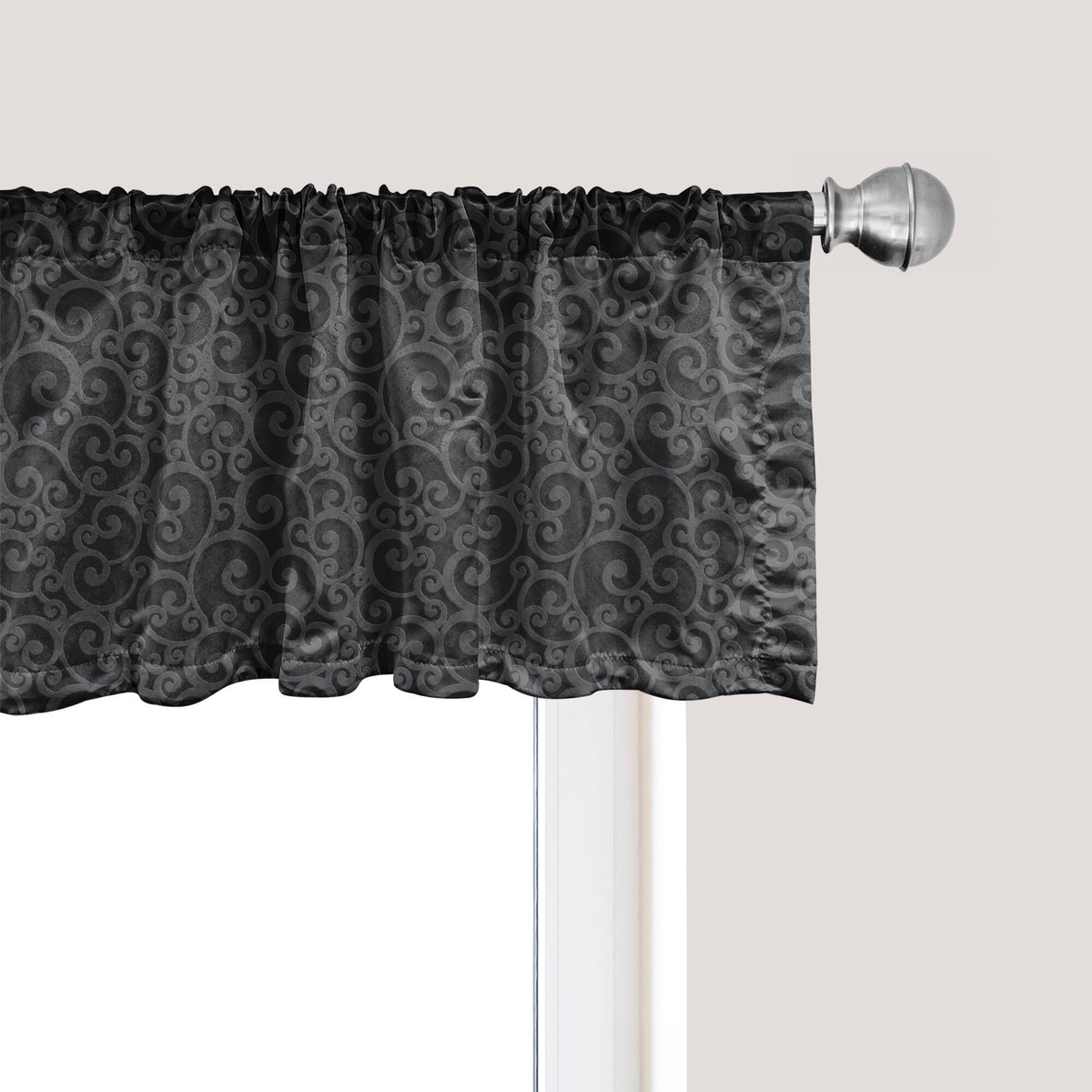 ABAKUHAUS Donkergrijze raamvalance, gordijnvalance voor keuken en slaapkamer met tunnelzoom, 137 cm x 45 cm, donkergrijs