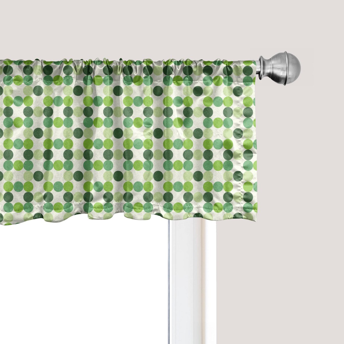 ABAKUHAUS Groene raamvalance, gordijnvalance voor keuken- en slaapkamerdecoratie met tunnelzoom, 137 cm x 30 cm, Groen Crème