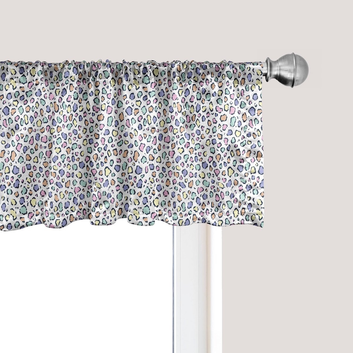 ABAKUHAUS Gordijnvalletje met luipaardprint, gordijnvalletje voor keuken en slaapkamer met tunnelzoom, 137 cm x 45 cm, meerkleurig