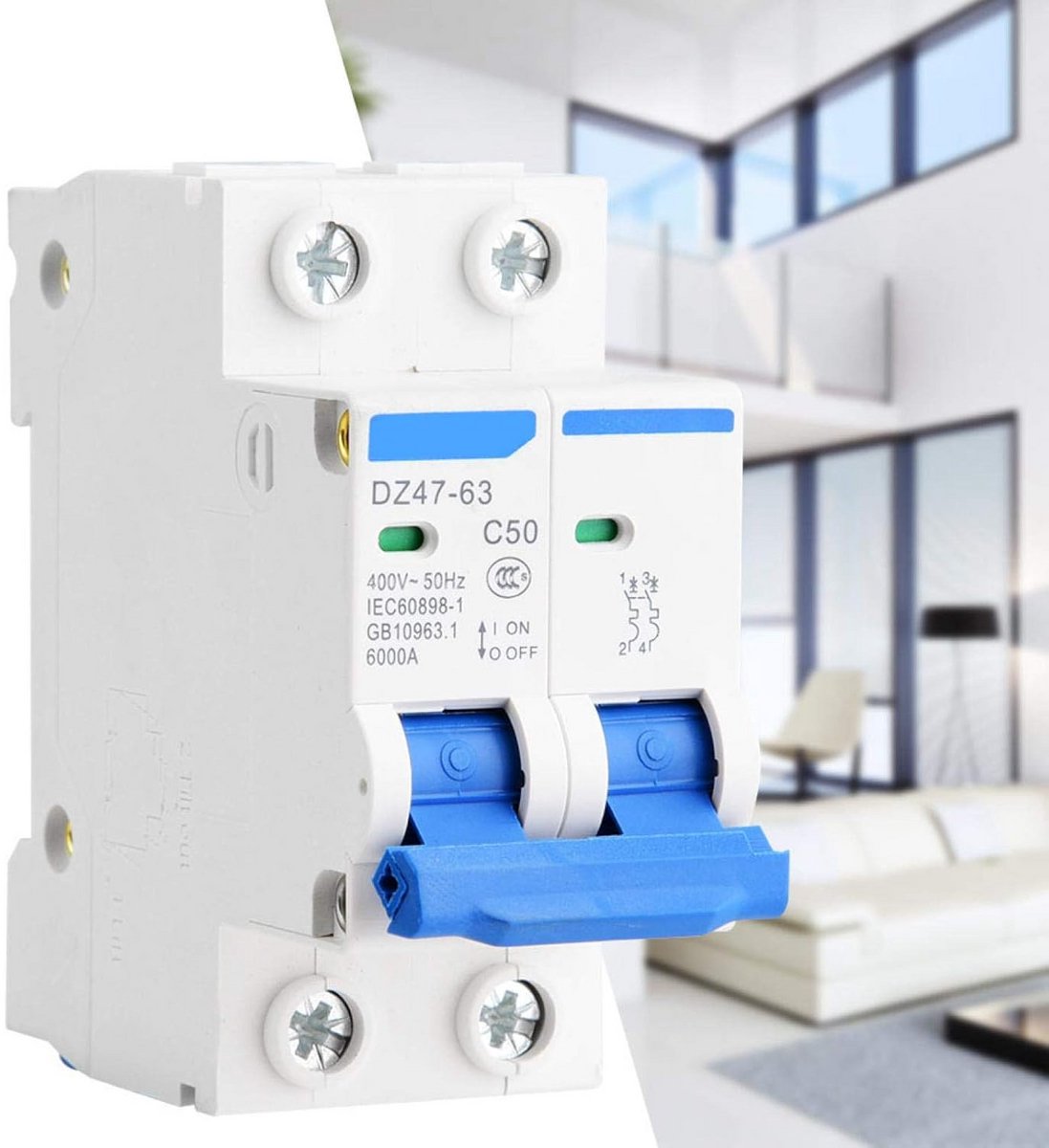 2-polige 50A 400V AC Miniatuur Stroomonderbreker voor Zonne-energie & Laagspanning
