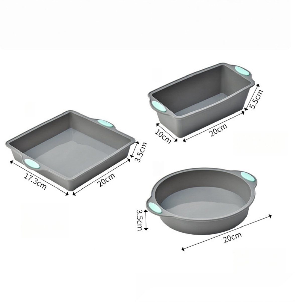 3-delige set - Taartvorm - Hittebestendige siliconen bakvorm - Bakbenodigdheden - Magnetron- en ovenbestendige bakplaat - Grijs – foto 2