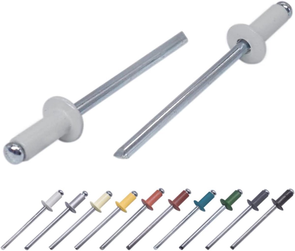 100 Stuks Geschilderde Blinde Klinknagels 3,2 x 8 mm Aluminium met Stalen Doorn