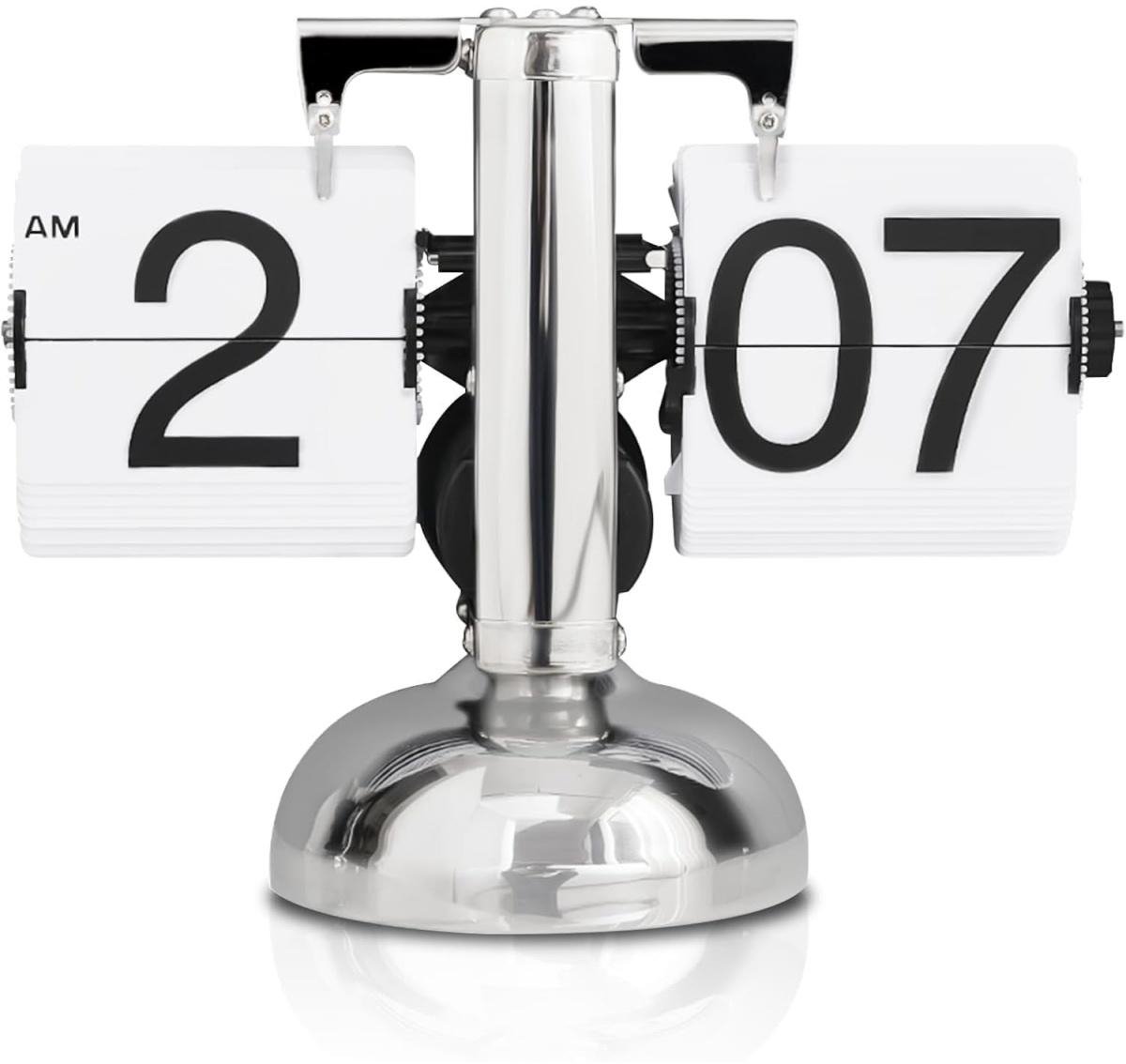 GELLDG Retro klapklok - Bureauklok met klapmechanisme - Retro digitale klapklok - Automatische rotatie - Retro minimalistisch - Mechanische klapklok met één poot - Geschikt voor woonkamers, studeerkamers, kantoren en verzamelruimtes