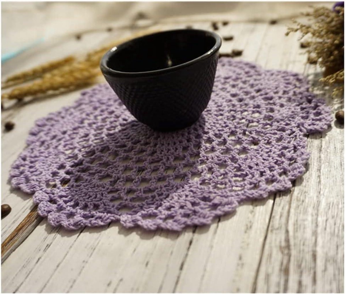 Set van 7 katoenen ronde tafelkleden in rustieke stijl voor eetkamerdecoratie