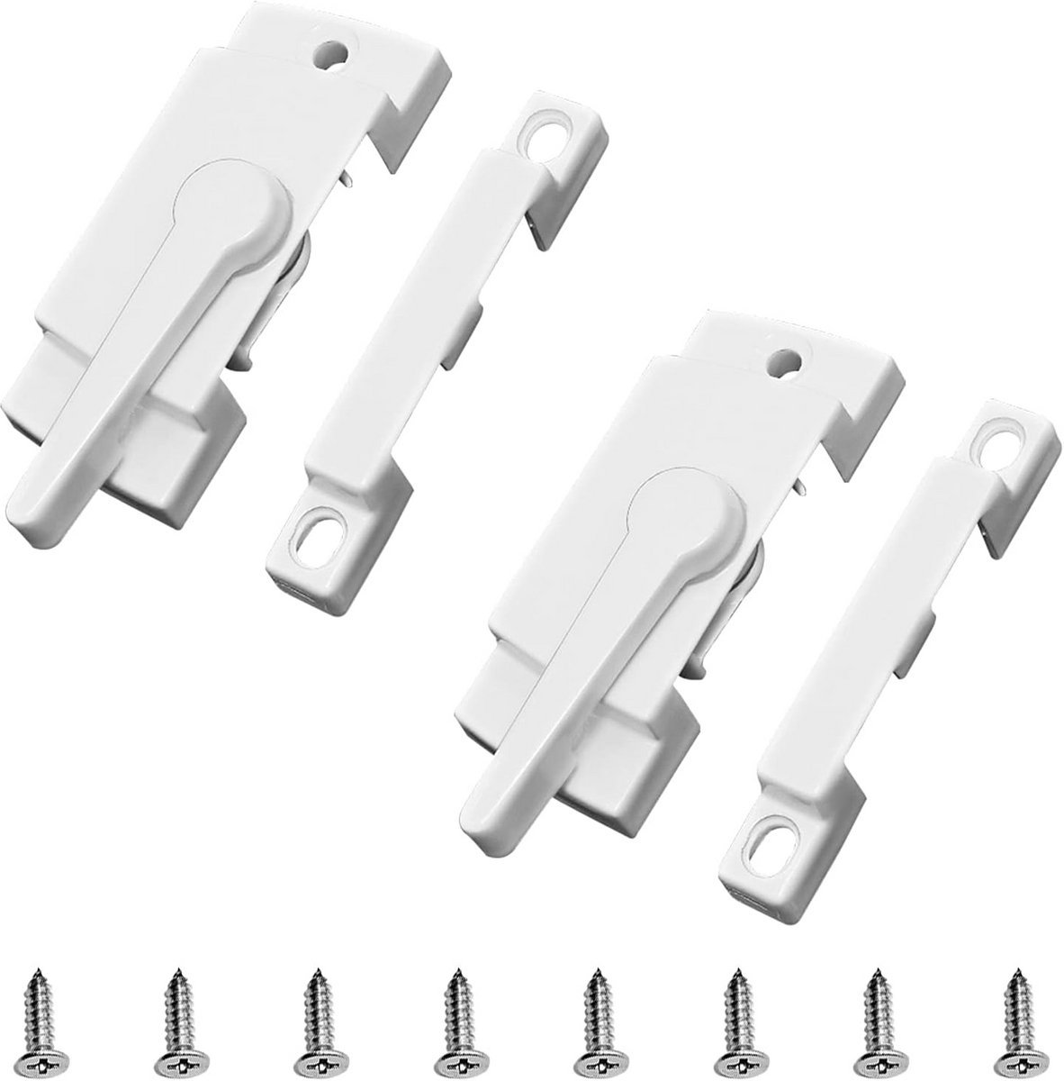 2x Veiligheidssloten voor Schuiframen en Deuren - Universele Raamsluiting Wit