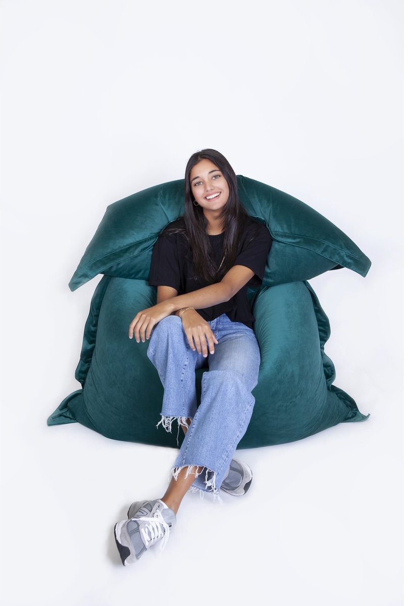 Sit On It ZINKAS VELVET Zitzak - Multifunctioneel - Modern - Bosgroen - Ruimtebesparend - Lichtgewicht
