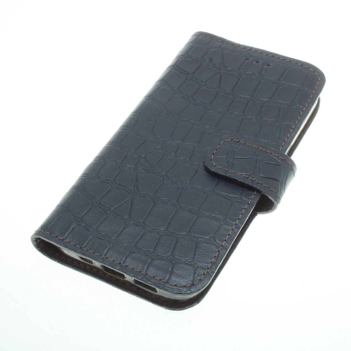 Made-NL hoesje geschikt voor iPhone 13/14 Blauw Krokodillenprint soepel kalfsleer