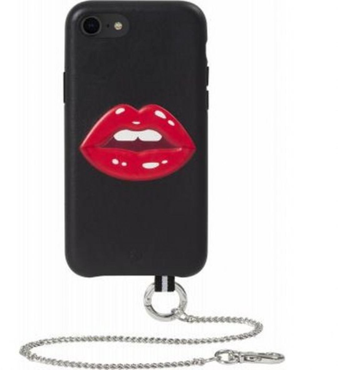 Artefakt Paris, Hoesje Geschikt voor Apple iPhone 7/8/SE/SE22 van Bastille-leer met reliëfmondpatroon, Zwart