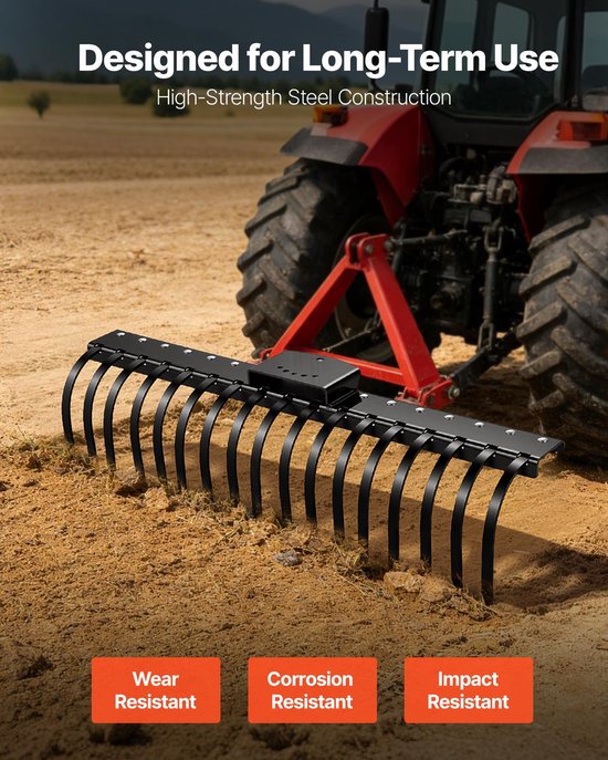 VEVOR Vervangende Tanden voor Hooihark van Gazontractor, Set van 6, Boutbevestiging, Steenharktanden, 11mm Boutgat, Hoogwaardig en Hittebehandeld Staal, Harktanden, Reserveonderdelen voor Hooiharken — afbeelding 5