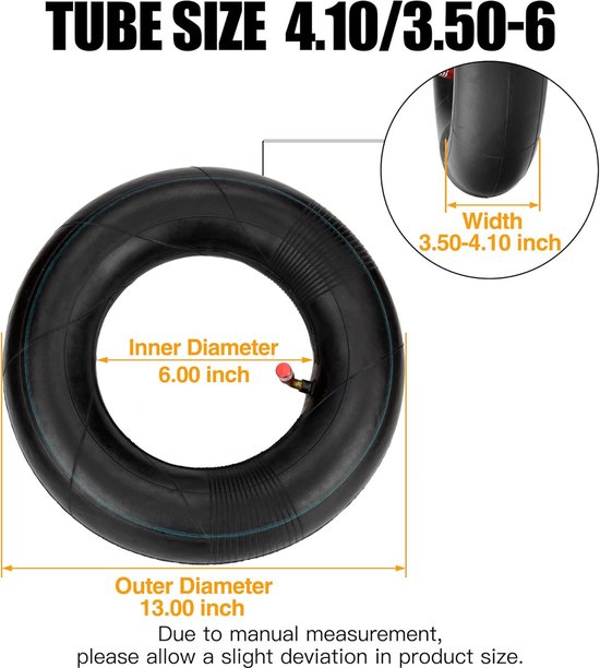 Universele Binnenband Set 4.00/3.50-6 voor Kruiwagen Tractor Sneeuwblazer ATV en meer (2 stuks) van Universele — afbeelding 2