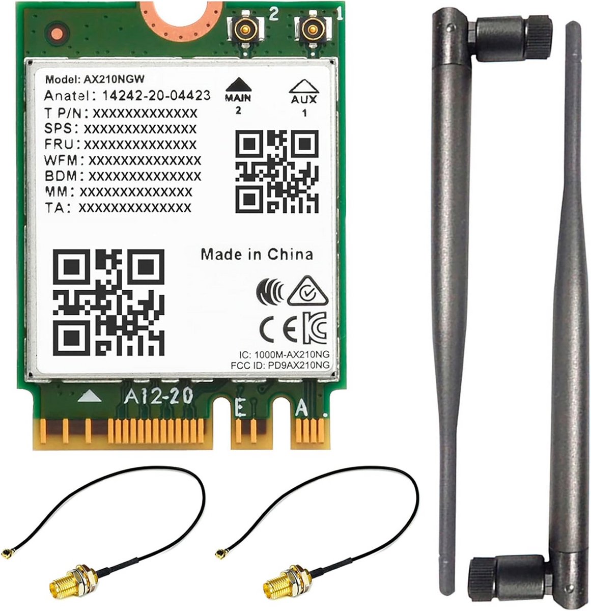 Wi-Fi 6E 802.11AX M.2 Netwerkkaart voor Laptop - Tri-Band 2.4/5/6GHz, Gigabit Snelheid, Bluetooth 5.3