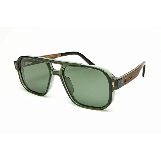 Wooda® Zonnebril Aviator - Groen Transparant - Gepolariseerd - Wooda Tomani TR Green Verde van Merkloos — afbeelding 2