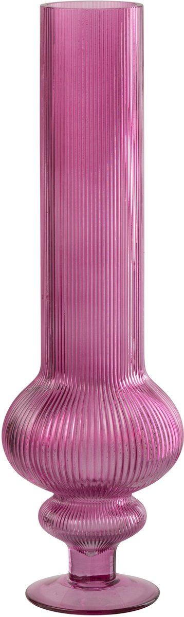 J-Line vaas Ada Geribbeld - glas - fuchsia - large