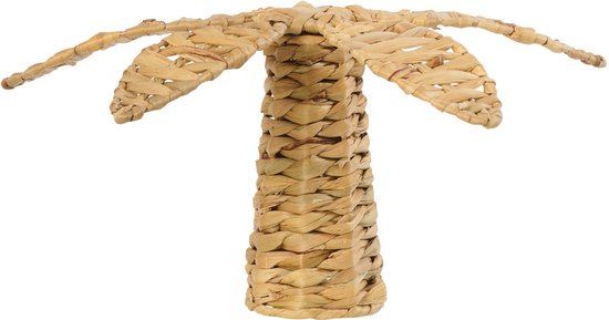 Palmier décoratif naturel en jacinthe d'eau tressée avec une structure en fer.