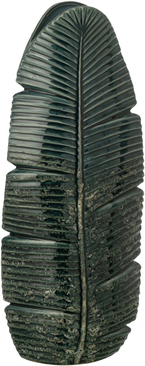 J-Line vaas Blad - steengoed - groen - medium