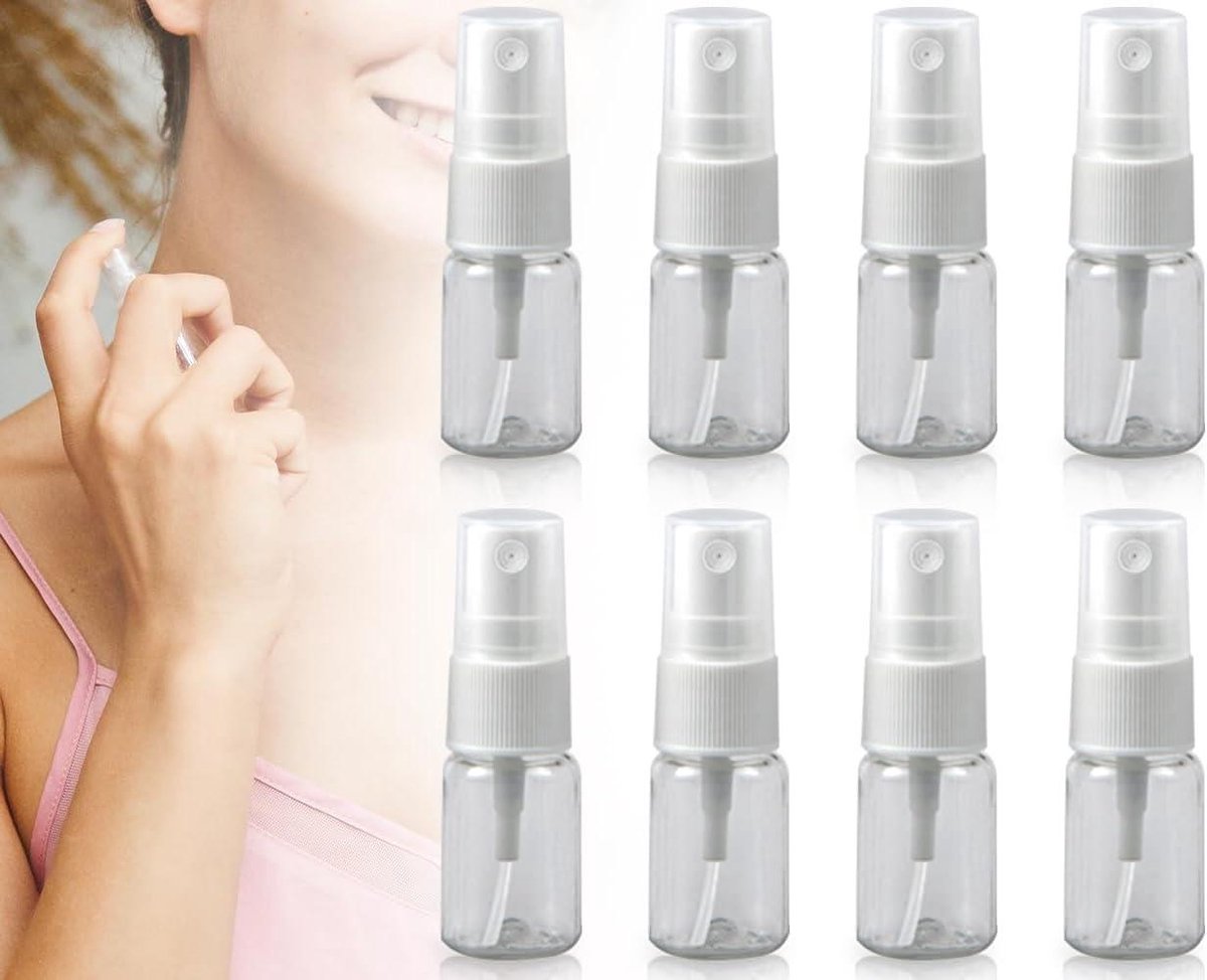 8-pack navulbare spuitflessen 10 ml voor cosmetica en parfum - draagbare verstuivers - mini spuitflesjes