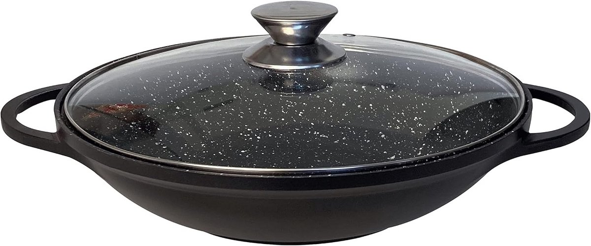 Grote Wokpan 36cm Antiaanbak - Marmer Graniet Keramische Coating
