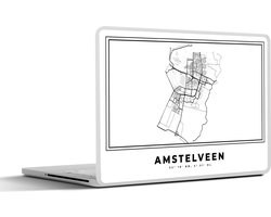 Laptop sticker - 17.3 inch - Kaart – Plattegrond – Stadskaart – Amstelveen – Nederland – Zwart Wit - 40x30cm - Laptopstickers - Laptop skin - Cover - Stadskaart