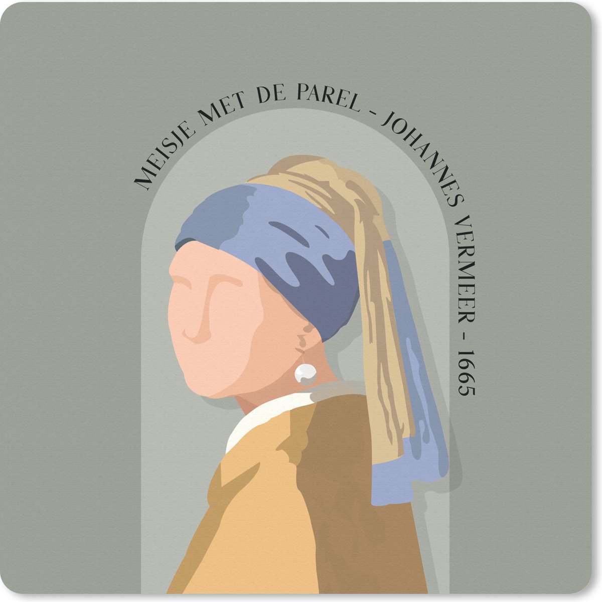 Muismat 20x20 cm - Mousepad Pastel - Meisje met de parel - Groen - Oude meesters - Muismatten