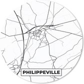 Muismat - Mousepad - Rond - België – Philippeville – Stadskaart – Kaart – Zwart Wit – Plattegrond - 40x40 cm - Ronde muismat